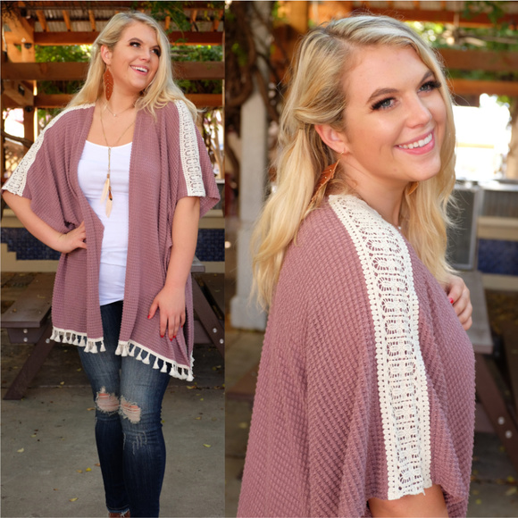PLUS Mauve Crochet Cardigan - Picture 2 of 2